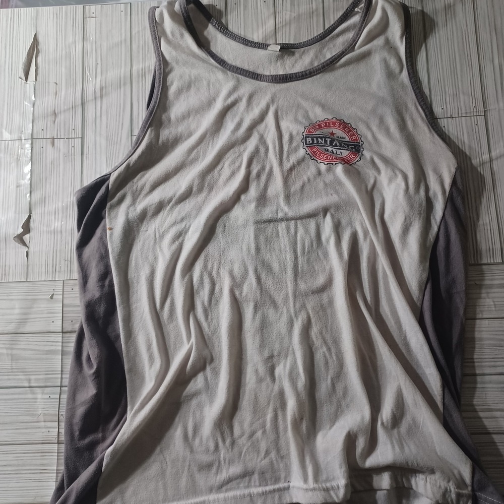 Bintang Bali Bir Pilsener Beer Tank Top Mens XXXL White Grey Ringer Graphic Tee